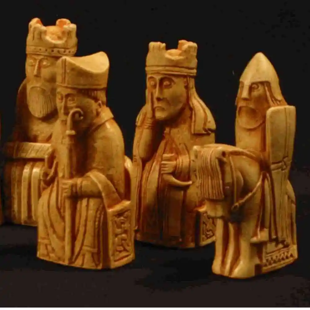 The chess-pieces used in the game of Chaturanga, the ancient version of chess.