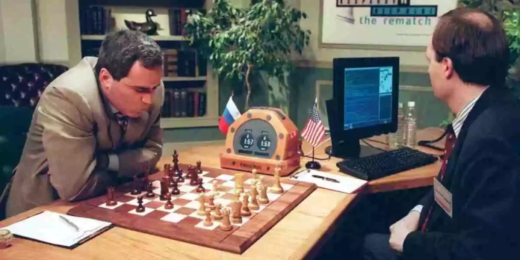 Garry-Kasparov-vs-Deep-Blue, first computer vs world champion match